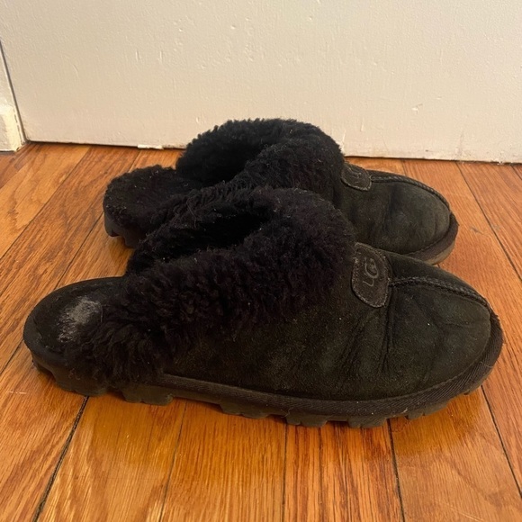 UGG Australia Coquette Black Shearling Slippers Size 8 - Picture 3 of 8